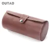 Outad Cylinder Shape 3 그리드 PU 가죽 시계 디스플레이 케이스 박스 저장 상자 Luxe Horloge Case 쥬얼리 주최자 수십