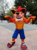 2019 Hochwertiges Cartoon-Charakter-Crash-Bandicoot-Maskottchen-Kostüm in Erwachsenengröße, heißer Verkauf, Anime-Kostüme, Karnevalskostüm-Sets für den Sport