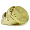 Gold 50 mm średnica młynek ziołowy 4 -warstwowy stop ze stopu cynku CNC zęby Tobacco młynek przyprawowy kruszarka przyprawowa do palenia akcesoriów