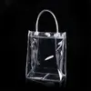 PVC plastic gift bags with handles plastic wine packaging bags clear handbag party favors bag Fashion Bags With Button
