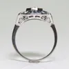 Bijoux anciens 925 argent Sterling diamant saphir mariée mariage fiançailles Art déco bague taille 5127642010