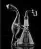 6,3 pouces mini verre intérieur clair bongs d'eau recycleur dab plate-forme bécher bong 14,4 mm mâle Banger pour fumer