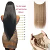 24 pollici invisibili Wire Nessun video nell'estensione dei capelli Segreto Linea Pesce Hairpiece serica ricci Hair Extension