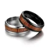 Mäns Titanium Ring Bröllop Band Engagement Ring Wood Inlay 8mm Comfort Fit Storlekar 6 till 13