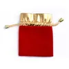 Rood en Gouden Velvetien Gift Tas voor Sieraden Pakket Fluwelen Stof Trekkoord Pouch Verschillende Size Groothandel 100 stuks
