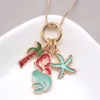 Fashion Grils Mermaid/Starfish/Shell Pendant Necklace Charming Chain Necklace For Kids Child Party Jewelry 1Pcs Newest