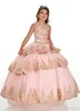 Incroyable princesse robe de bal filles Pageant robes rose rouge appliques perles niveau volants corset dos enfants enfant en bas âge formelle robe de Quinceanera