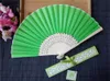 Kolory Dostępne ręce fani Parasols Niestandardowe żebra logo drewniane bambusowe ręczne jedwabne fanowie ślubne gift pudełka sztuka i rzemiosło ślub favo4279533