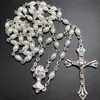 5pcsset Mini White 64 mm Szklany Owalny Pearl Bead Rosary Katolicki Rosario Cute Pearl Rosary Naszyjnik Center7417850
