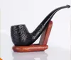 Direct Selling Hand-made Black Sandalwood Pipe Bend Handle Tobacco Hole Pipe Filter Core Accessories