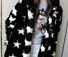 MLXSLKY Han edition black and white five-pointed star women's faux fur thickening coat