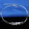 Hot Selling Stamped 925 Sterling Silver Anklets For Womens Simple Beads Silver Chain Anklet Ankle Foot Jewelry YD0107