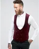 New Design Burgundy Wine Red Velvet Vest Double Breasted Wedding Suits Waistcoat Formal Tuxedo Party Prom Suit Vest Gilet Colete