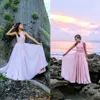 Beach Halter Bohemia Flower Girls Dresses Tiered Open Back Girls Pageant Gowns Satin Floor Length Kids Formal Wear For Wedding
