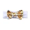 Eco Friendly 6Color Baby Girl Sequin Hairbows Elastic Headbands Baby Girl Sequins Shining Hair Bows Knot Bows Hair Accessories