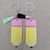 Keyring Keychains Tassel Decor Buckle 8*3CM Acrylic Teacher Appreciation Gifts Pencil Dangle Charms Key Rings Christmas Halloween A110401