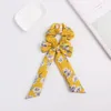 Bow Streamers Hair Ring Fashion Ribbon Girl Elastic Hair Bands Scrunchies Horsetail Tie Floral Print Headwear Hair Accessories 50pcs F316