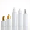 ホワイトガラス化粧品ジャーローションポンプボトルアトマイザースプレーボトルアクリルドロップ蓋20g 30g 50g 20ml  -  120ml