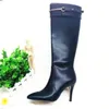 Sale-9.5CM chaussures à talons hauts pour femmes hiver bottines genou bottes dame en cuir de vache bottes Sz35-41