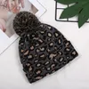 INS Fashions Leopard Frauen Mützen Gestrickte Konfetti Ball Top Caps Erwachsene Qualität Leopard Hüte Großhandel