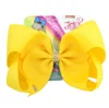 8 pouces JoJo Siwa Hair Bow Couleur solide avec des clips de strass de papier Logo Metal Girls Big Hair Accessories Hairpin Hairband4425806