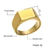 أسلوب بسيط 3 ألوان التيتانيوم الفولاذ المقاوم للصدأ خواتم مربعة هندسية للرجال مجوهرات لنا حجم 8-12 bkack / silver / gold