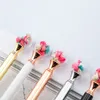 Beyaz Kalemler Moda Güzel Çiçek Metal Roller Top Kalem Lady Girl Hediye İş Yazma Ofis Malzemeleri1