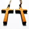 new Handmad carved Wooden Cross pendant necklace vintage Christ Jesus long sweater chain jewelry lovers stylish 12pcs