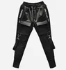 Calças masculinas hip hop retalhos carga rasgado sweatpants corredores calças masculinas moda bolsos laterais calças de comprimento total1217c