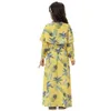 Abiti maxi per ragazze floreali Bambini lunghi cheongsam musulmani Abiti da festa bohémien per bambini Abiti casual da spiaggia Abiti da sera a maniche lunghe da principessa B5868