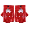 أزياء-bigswety النساء بو الجلود قفازات luvas guantes موهير للنساء الفتيات الأحمر balck الأبيض المحبة القلب قفازات
