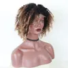 شقراء Afro Kinky Curly Wigs Ombre 4x4 إغلاق الدانتر