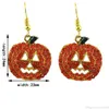 Pumpkin Earrings Halloween Statement Dangle Earring Crystal Rhinestone Drop Earrings for Women Punk Christmas Party Fashion Jewelry Gifts