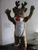 2018 Högkvalitativ Hot EMS Gratis frakt Rudolph Reindeer Mascot Kostym Klassisk Cartoon Costumes Vuxen Storlek