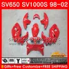 Body For SUZUKI SV650S SV400S All hot red SV1000S 98 99 00 01 02 26HC.1 SV 650S 400S 1000S SV650 SV400 S 1998 1999 2000 2001 2002 Fairing