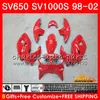 Ciało dla SUZUKI SV650S SV400S Wszystkie gorące Red SV1000S 98 99 00 01 02 26HC.1 SV 650S 400S 1000S SV650 SV400 S 1998 1999 2000 2001 2002 Owalnia