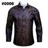 Koszulki męskie Barry Wang Black Paisley Floral Silk Men Autumn Long Rleeve Casual Flower for Designer Fit Shirt Bcy-041323h