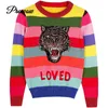 Punte Design Tiger Paillettes donne maglione 2020 primavera lusso femmina arcobaleno a strisce pullover natale pullover ricamato vestiti ricamati1
