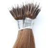 gratis DHL 100 brasilianska mänskliga hårprodukter 14 24 1g s 200s set stick tips nano ring hårförlängningar blond färg 613