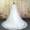 Dubai elegante vintage laço vestido de noiva vestido de casamento com mangas compridas roupão de mariaia princesa vestido nupcial foto real