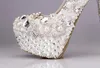 Hoge kwaliteit luxe elegante kristallen en parels trouwjurk bruids schoenen Crystal Diamond schoenen met lage hakken vrouw dame jurk Sh210u