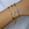 Partihandel - Turkiskt armband Bangle för kvinnor Tiny Cute Hamsa Hand Lovely Fatima Hand Charm Box Chain Slider Armband Mode