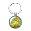 Happy Pasen Day Rabbit Eggs Glas Cabochon Keychain Bag Auto Sleutelhanger Ring Houder Zilveren Kleur Sleutelhangers voor Mannen Vrouwen Geschenken