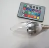 Nuove luci a candela a led RGB E12 E14 3W Lampadine a led Luci 16 Cambia colori + Telecomando IR a 24 tasti