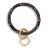 Wholesale- trendy fashion ins designer cute lovely simple outdoor sports leather bangle bracelet for woman with key ring