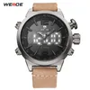WEIDE hommes analogique LED affichage numérique mouvement à Quartz bracelet en cuir horloge chiffre montres-bracelets étanche Relogio Masculino250m