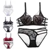 Wholesale-sexy lace aesthetic gather adjustable underwear comfortable thin cup beauty lace back breathable lingerie bra set hc