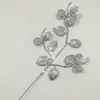 20pcs 26*11 cm Branch di foglie di polvere glitter per accessori per la disposizione floreale Festa di Natale Casa Decorazione del giardino del matrimonio