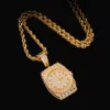 Hip hop Estilo Relógio de Jóias Pingente Com Corda Cadeia Cor Prata Ouro Bling Cubic Zircon Colar Dos Homens Para O Presente