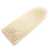 الحرير الحرير المستقيم البرازيلي غير الريمي غير البلاتيني بلون أشقر اللون 60 مقطع الشعر البشري في الامتدادات 70 غرام 12 إلى 24 بوصة